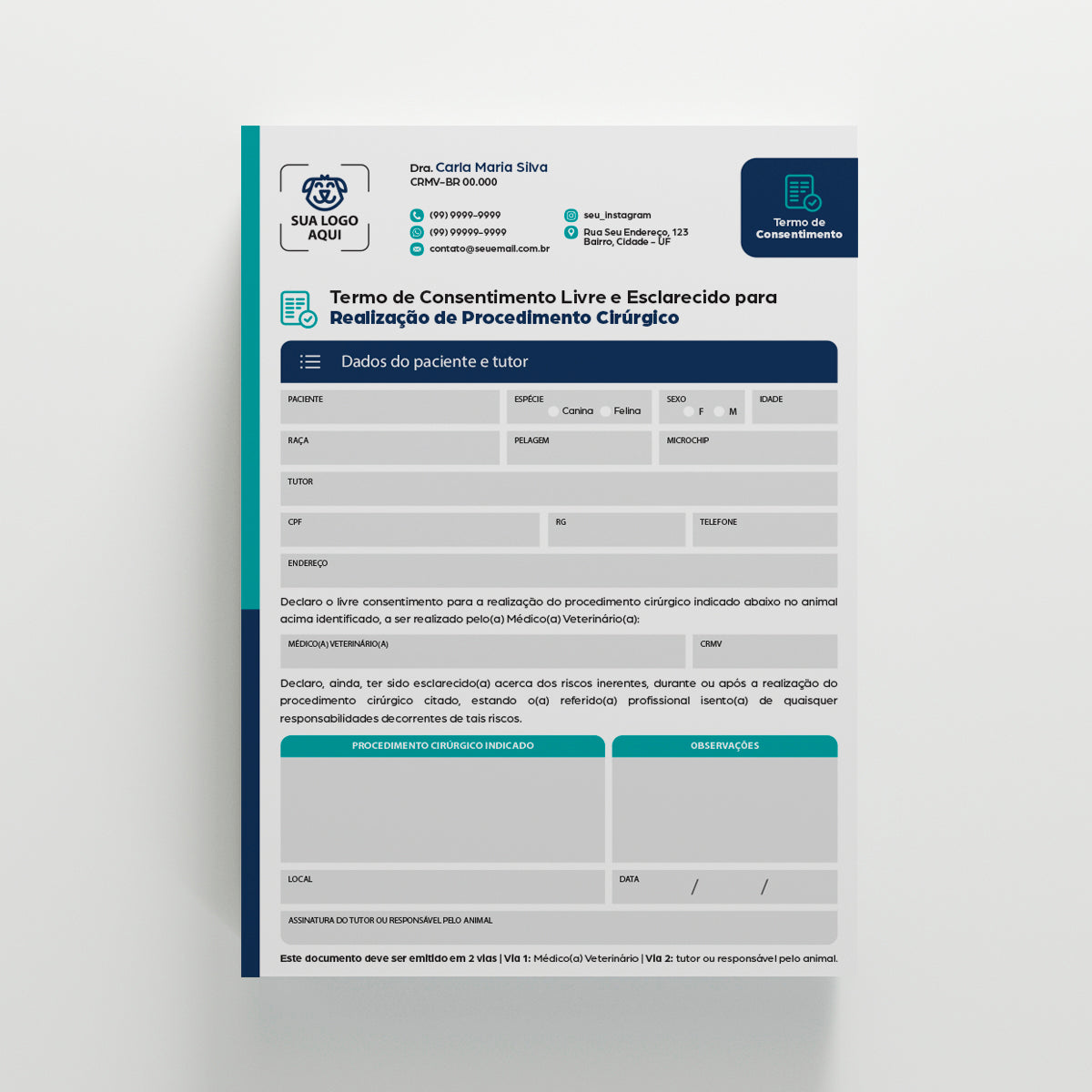 Termo de Consentimento para Cirurgia | Modelo 009