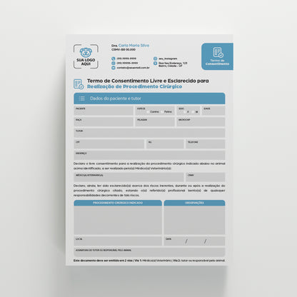 Termo de Consentimento para Cirurgia | Modelo 010