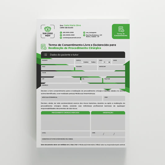Termo de Consentimento para Cirurgia | Modelo 016