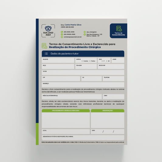 Termo de Consentimento para Cirurgia | Modelo 017