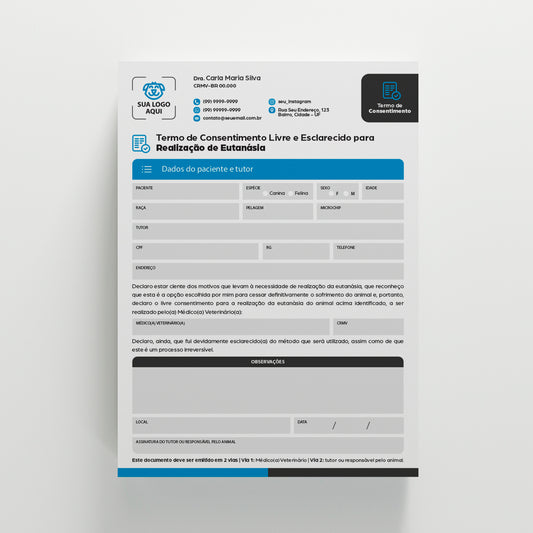 Termo de Consentimento para Eutanásia | Modelo 012